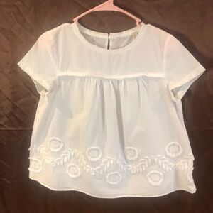 White cotton flowy top blouse crew neck short sleeves boho angel core flowy SP